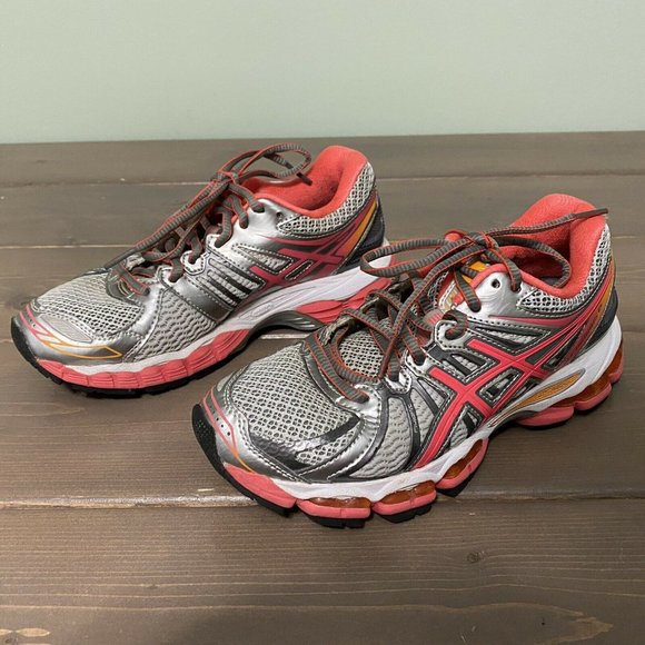 ASICS Gel Nimbus 15 Women’s Size 5.5 T3B5N Gray/Pink/Orange Running Shoes - Used - Picture 3 of 5
